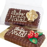 PLAQUINHA “FELIZ NATAL” DE CHOCOLATE BLEND E CROCANTE